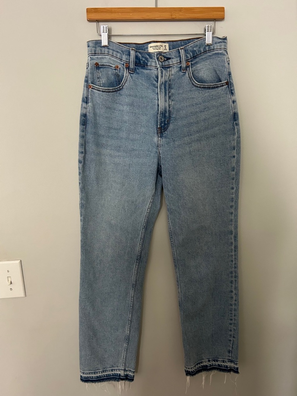 Abercrombie & Fitch High-Rise Light Blue Straight Jeans